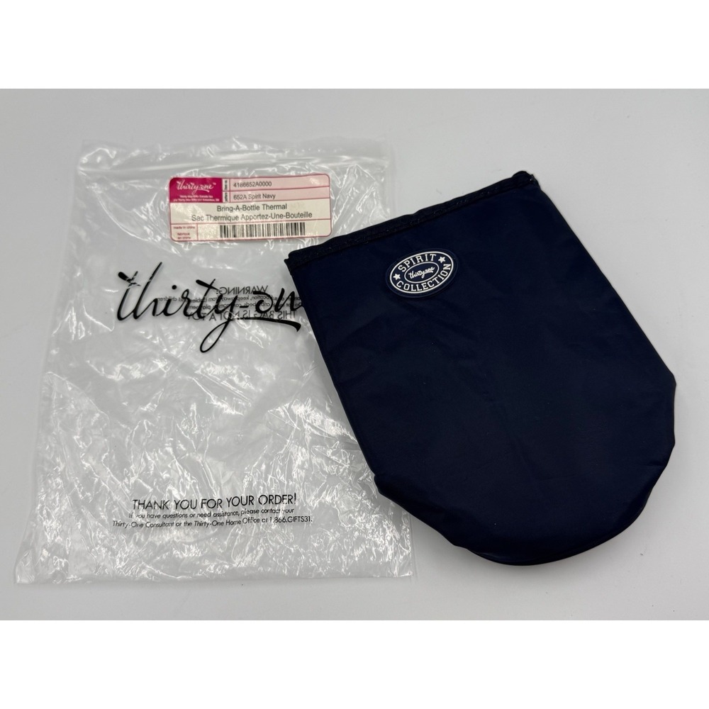 Thirty-one Bring A Bottle Thermal Sac Navy Blue Travel Container New!!